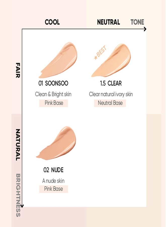 AMUSE SEOUL Dew Jelly Vegan Cushion Foundation | dewy, glow, long-lasting, double coverage, clean beauty, lightweight, natural look, foundation for sensitive skin, hydrating cushion (1.5 CLEAR) - Image 5