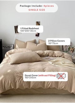 Single size 4 pieces Bedding Set Without Filling, Washable Cotton Beige Color. - pzsku/Z9FFD4734F3D22350564AZ/45/_/1732728446/c241719d-9296-4fbc-b05e-35ad9b75547b