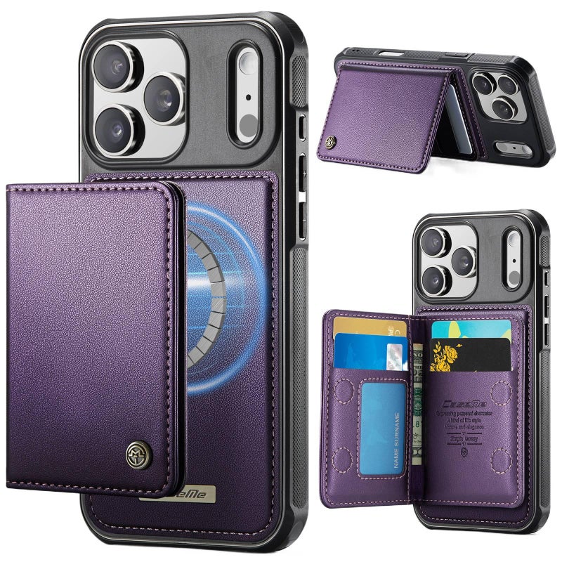 Drop Protection Samsung Galaxy S23 Ultra Leather Texture with Kickstand and Card Holder in Purple Colour for Work and School - Image 1