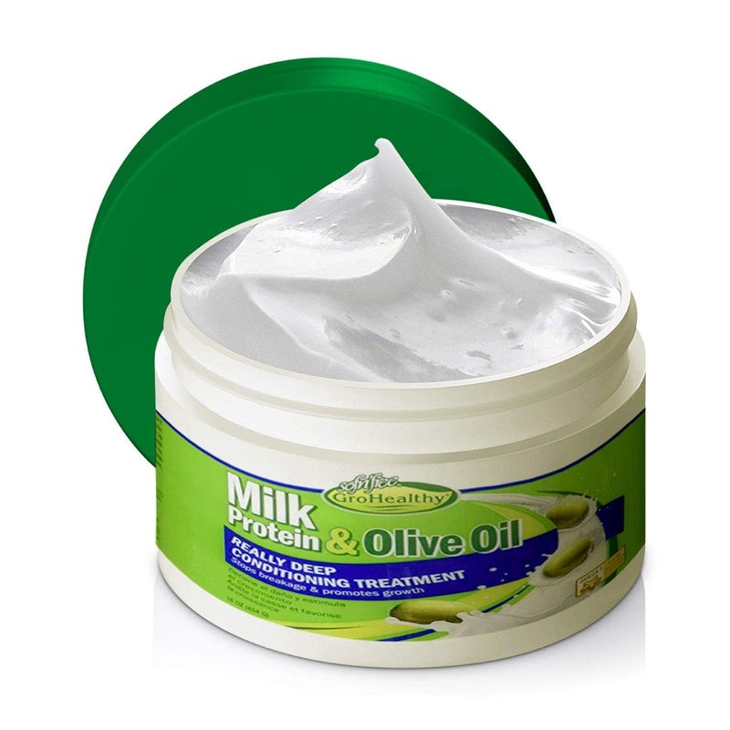 Grohealthy Milk Protein & Olive Oil Hair Deep Conditioning Treatment Hair Mask Strengthens, Repairs, Stops Breakage and Promotes Growth for Soft, Healthy, Manageable Hair - Sofn’Free GroHealthy Single - Image 3