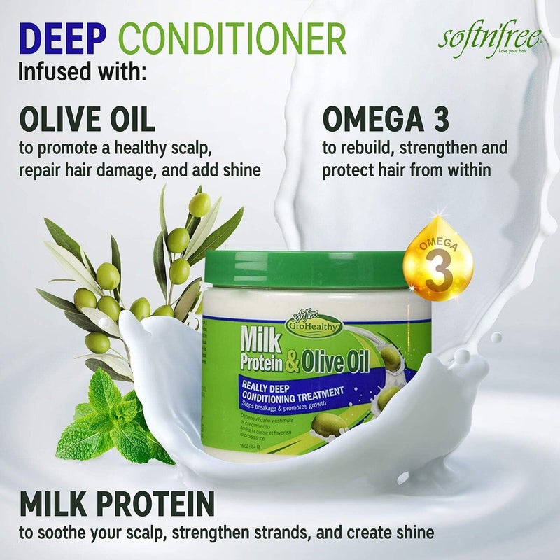 Grohealthy Milk Protein & Olive Oil Hair Deep Conditioning Treatment Hair Mask Strengthens, Repairs, Stops Breakage and Promotes Growth for Soft, Healthy, Manageable Hair - Sofn’Free GroHealthy Single - Image 5