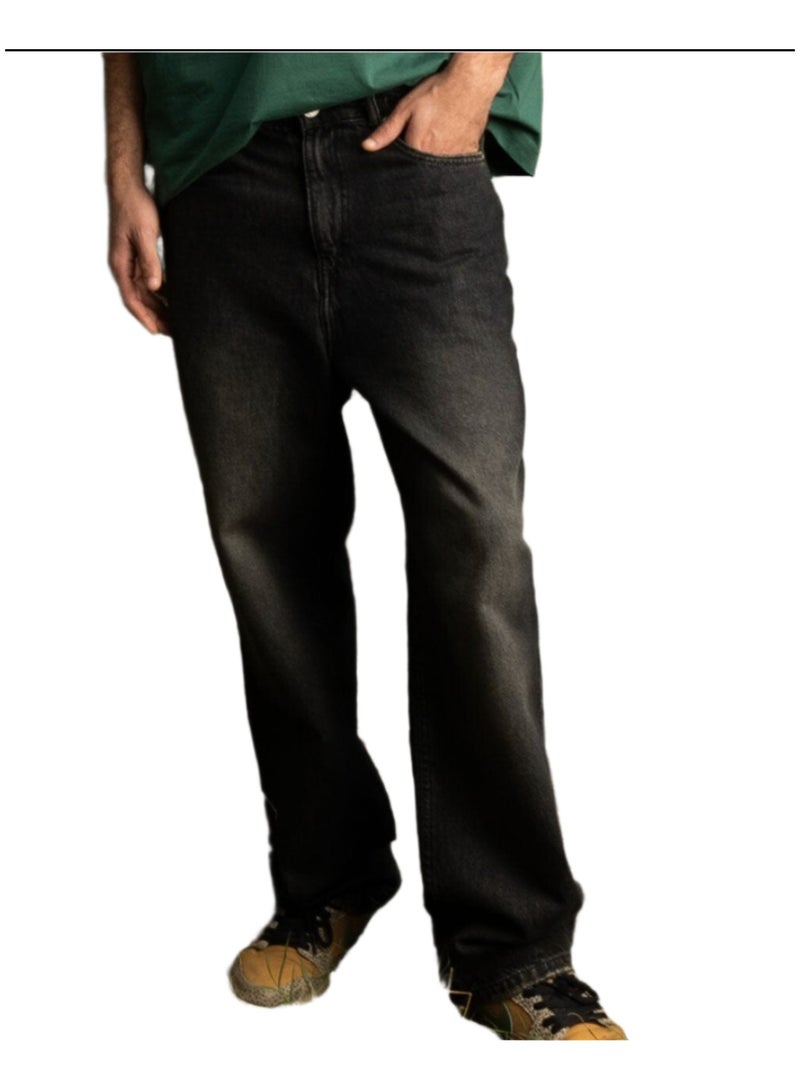In Your Shoe Male Wide-leg Grey Washed Jeans - Image 1