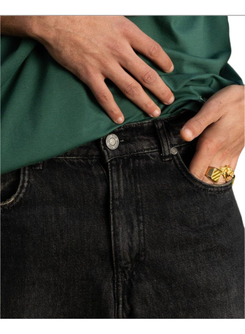 In Your Shoe Male Wide-leg Grey Washed Jeans - Image 3