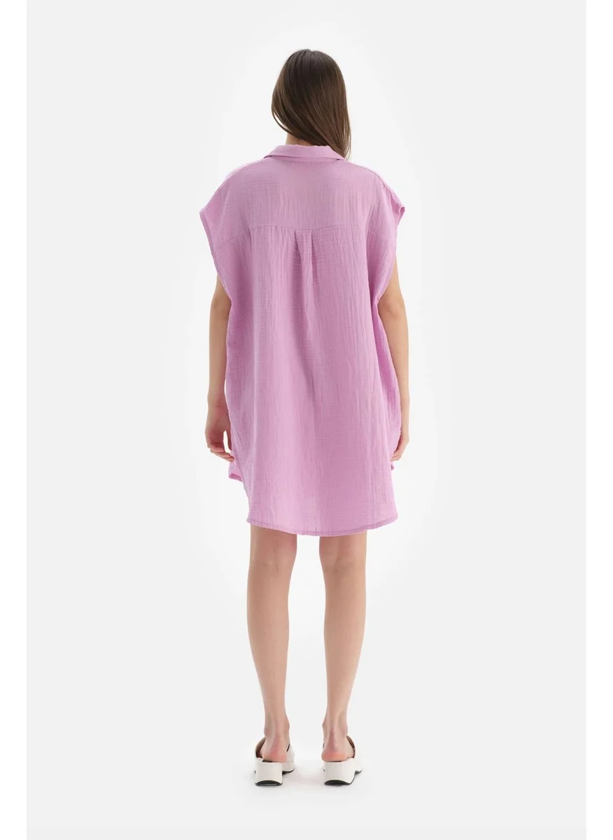 داجي Purple Muslin Long Shirt