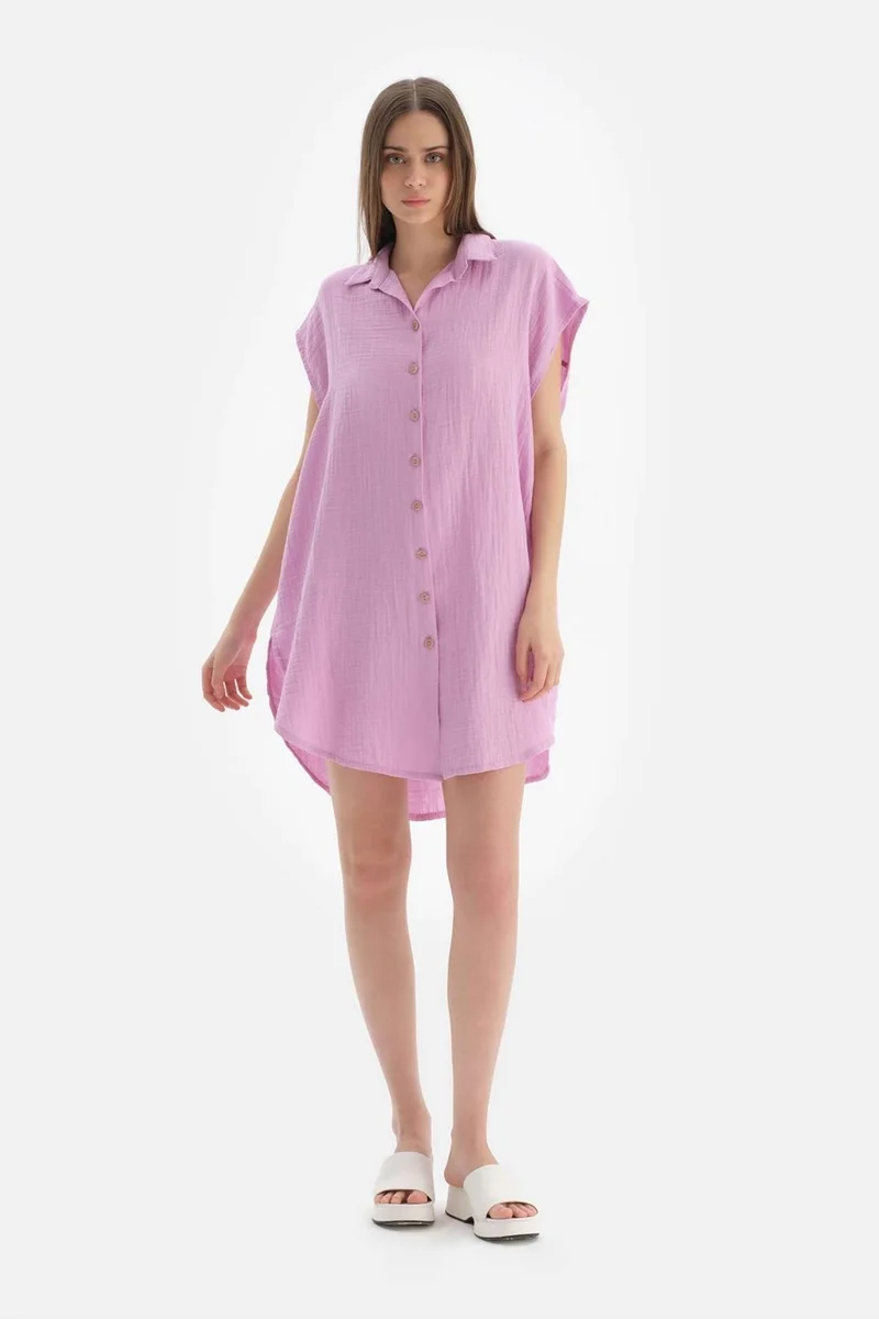 داجي Purple Muslin Long Shirt