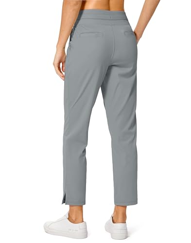 Soothfeel Womens Pants with 4 Pockets 78 Stretch High Waisted Sweatpants Travel Athletic Work Golf Pants for WomenBright Grey Large - Image 3