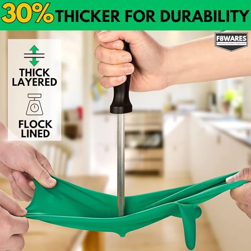F8WARES 15 Inch Long Thick and Heavy Duty Reusable Nitrile Gardening Gloves - Waterproof Garden Gloves for Gardening Work, Home Garden and Farming Pack 1 Pair Large, Green - Image 2