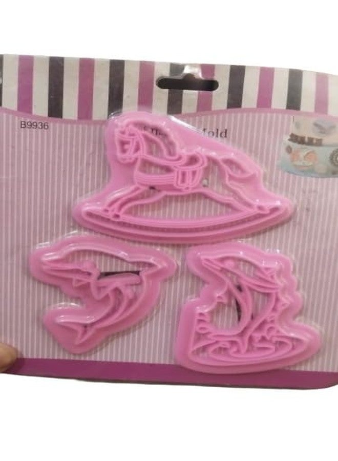 BAKERS 4U 3 pcs Cookie Cutter Set Featuring Horse, Dolphin and Fish Shapes, Sizes 9x7cm, 8x5cm and 7x6cm - Image 1