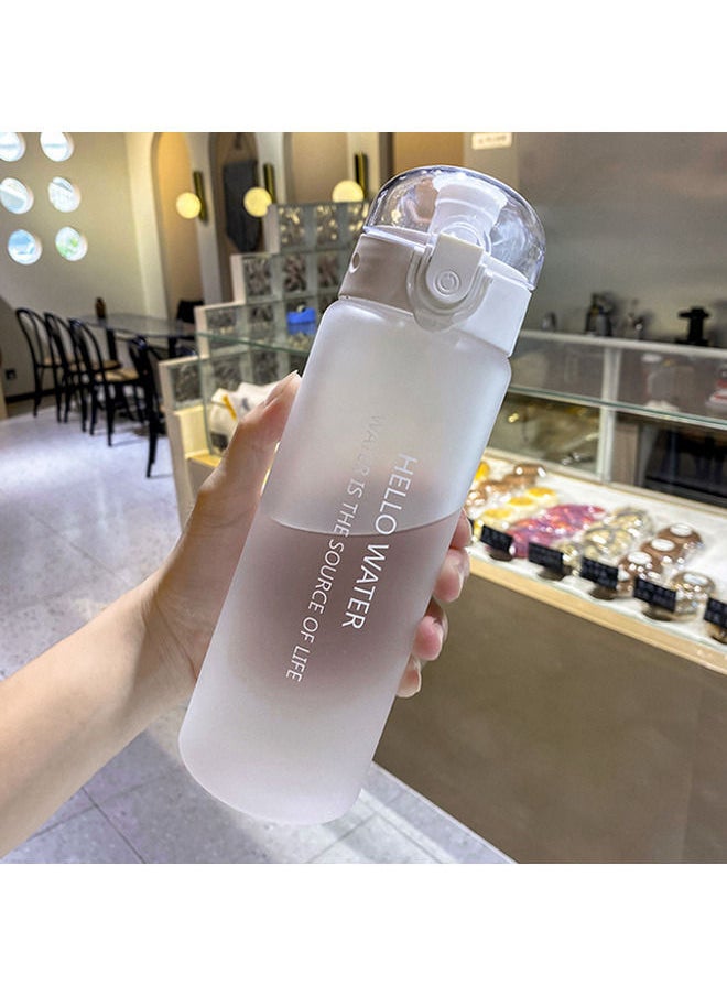 Arabest - 780ml Large Capacity Water Bottle, Portable Plastic Water Bottle, Sports Water Bottle, With Pop-Up Lid and Time Mark Reminder Cream Cup, For Outdoor Sports and Fitness - Matte White - Image 1