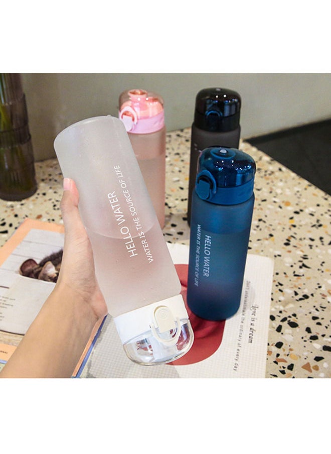 Arabest - 780ml Large Capacity Water Bottle, Portable Plastic Water Bottle, Sports Water Bottle, With Pop-Up Lid and Time Mark Reminder Cream Cup, For Outdoor Sports and Fitness - Matte White - Image 1