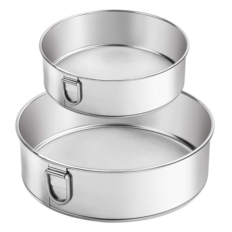 Webake Webake Sieve 6Inch 8Inch Sieves Fine Mesh Strainer Set of 2 Stainless Steel Sifter Round Flour Sieve for Baking Straining Powdering 