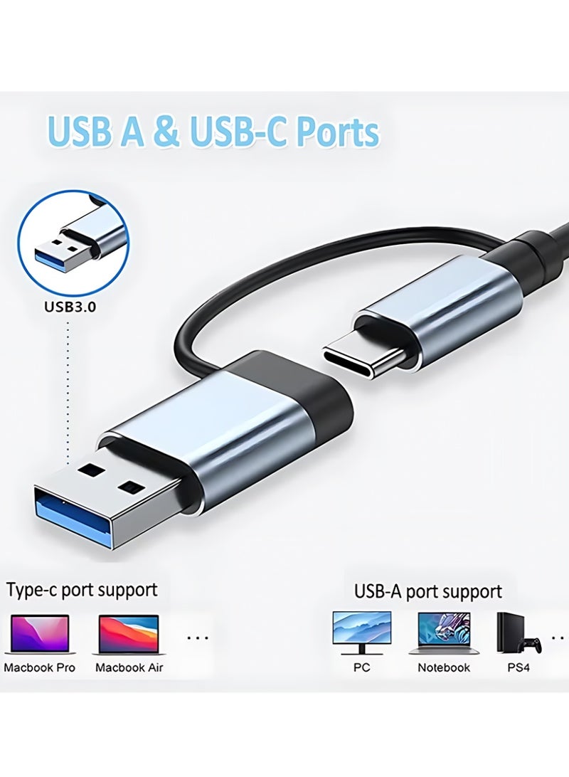 CLAVON 8 in 1 USB C Hub Multiport Adapter USB Splitter with Data Transfer and Charging Ports USB Extender Dock for iPad Pro Laptop Phones Everyday Use - Image 3
