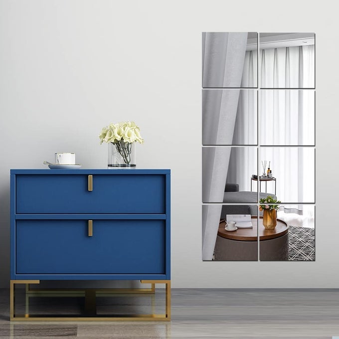FULL LENGTH WALL MIRRORS BODY 8PCS ACRYLIC PLEXIGLASS MIRROR WALLMOUNTED FRAMELESS OVER THE DOOR LARGE LONG HOME WORKOUT GYM DANCE FOR WALLS DORM FLOOR TILE SELF ADHESIVE