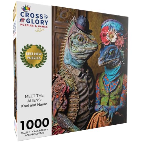 Cross & Glory - Meet The Aliens: Kael and Narae - 1000 Piece Jigsaw Puzzle | Intergalactic Love Story | Vibrant Alien Puzzles with Satin Finish - Image 3
