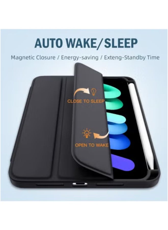 JAJEEK iPad Mini 7 Case 2024 (A17 Pro) – Slim Lightweight Smart Cover for iPad Mini 7th & 6th Gen 8.3 Inch – Auto Sleep/Wake Trifold Stand with Pencil Holder – Soft TPU Shockproof Back – Black Protective Case for iPad Mini 2024/2021 - Image 3