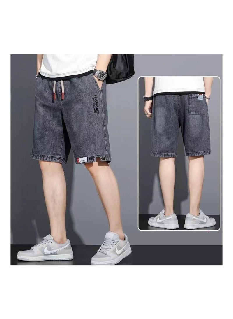 Generic - 1-Piece Men's Short Jeans,Summer Thin Trendy Loose Fitting Denim Shorts,Casual and Versatile Jeans Shorts,Colour Grey,Size S - Image 1