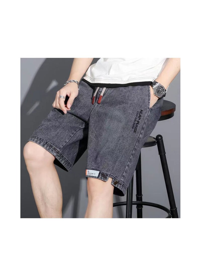 Generic - 1-Piece Men's Short Jeans,Summer Thin Trendy Loose Fitting Denim Shorts,Casual and Versatile Jeans Shorts,Colour Grey,Size S - Image 1