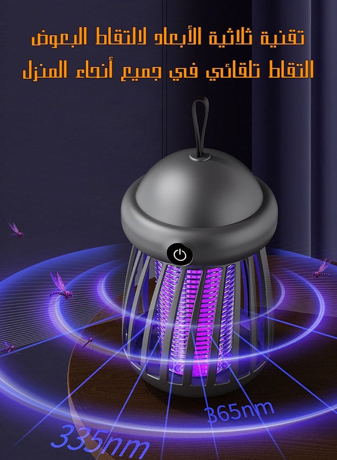 يهييو أفضل قاتل للبعوض، صاعق البعوض والحشرات الطائرة، صاعق الحشرات داخل المنزل وخارجه باستخدام الصدمات الكهربائية والإضاءة بالأشعة فوق البنفسجية، صاعق البعوض الكهربائي، صاعق الذباب (رمادي) - Image 4