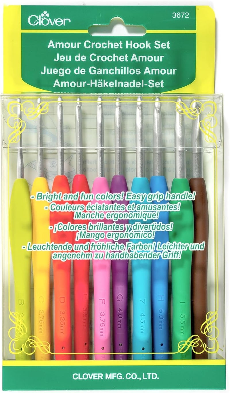 ã‚¯ãƒ­ãƒãƒ¼(Clover) 3672 Amour Crochet Hook Set, 10 sizes - Image 1