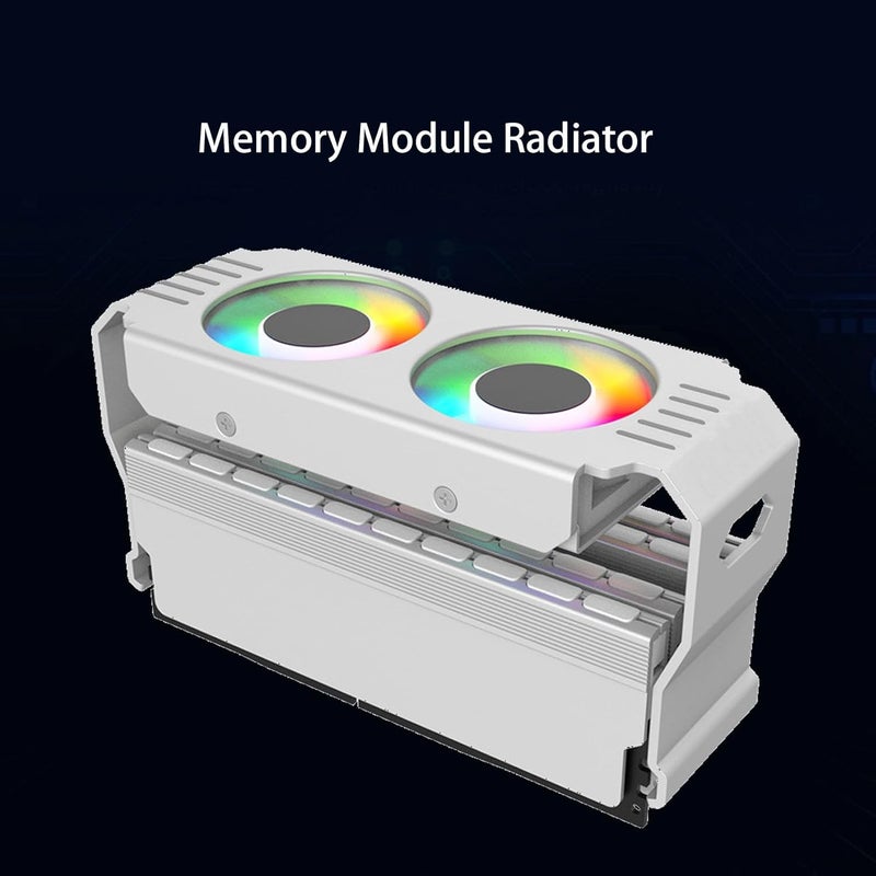 ARGB RAM Computer Memory Module, Heat Sink PWM Temperature Control Dual Fan, Memory Module Cooling Solution, for DDR DDR2 DDR3 DDR4 DDR5 (White) - Image 4