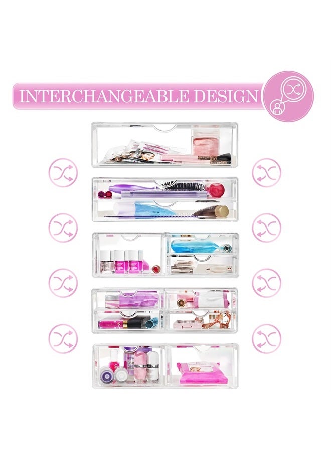 Sorbus Clear Acrylic Makeup Organizers - X-Large Jewelry, Makeup & Cosmetic Organizers and Storage with 2 Acrylic Drawers - Stackable Storage Display Set - Great Vanity, Dresser, Bathroom Organizer