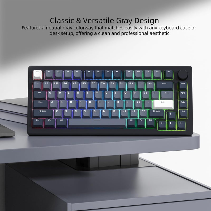 Womier Keyboard Keycaps - PBT Keycaps for Mechanical Keyboard 60% 75% 96% 100% Percent, Cherry Profile Key caps Universal Compatiability for Cherry Gateron MX Switches Keyboard-Gray - Image 2