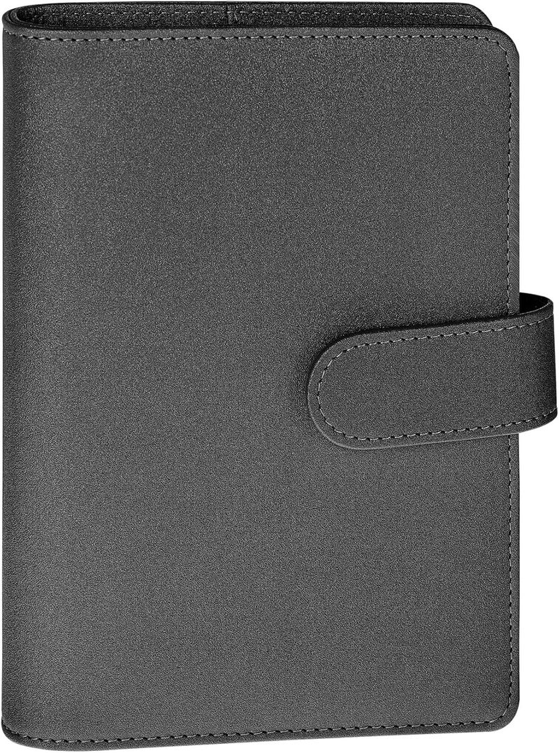 Antner A6 Notebook Binder Refillable 6 Ring Budget Binder Cover for A6 Refill Paper, PU Leather Budget Planner Organizer with Magnetic Buckle, Loose Leaf Personal Planner, Glitter Black Labor saving - Image 1