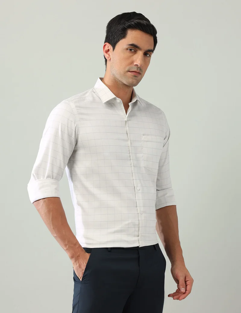 Arrow Beige Autopress Flx Manhattan Slim Fit Shirt for Men | Best Price UAE