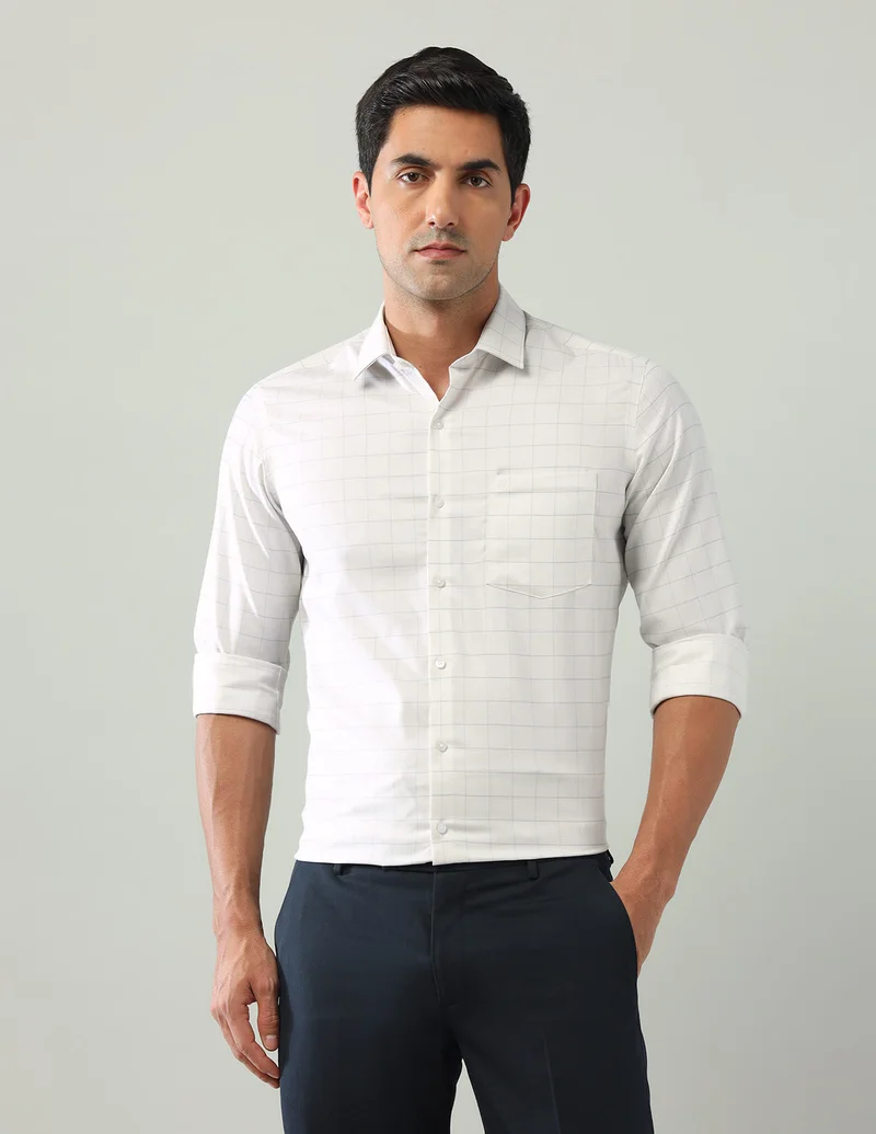 Arrow Beige Autopress Flx Manhattan Slim Fit Shirt for Men | Best Price UAE