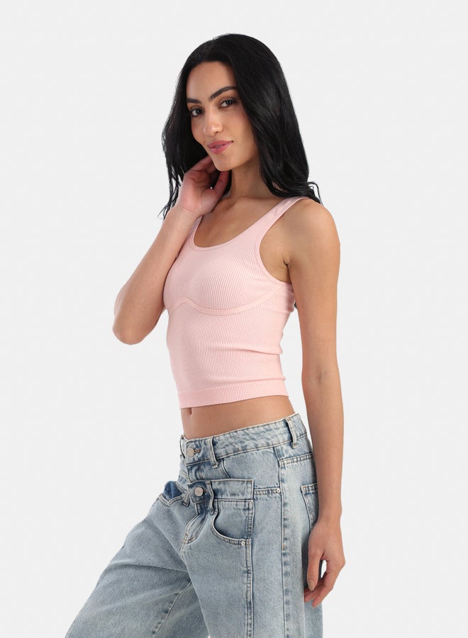 Carina Slim Fit Ribbed Crop Top - Image 2