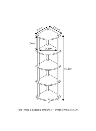 Furinno Turn-N-Tube 5 Tier Corner Display Rack Multipurpose Shelving Unit, 1-Pack, French Oak Grey/Black - pzsku/Z9FFDF100C8378EC6926DZ/45/1749128665/4892b1f5-3cef-4572-8832-2c96c673ecde