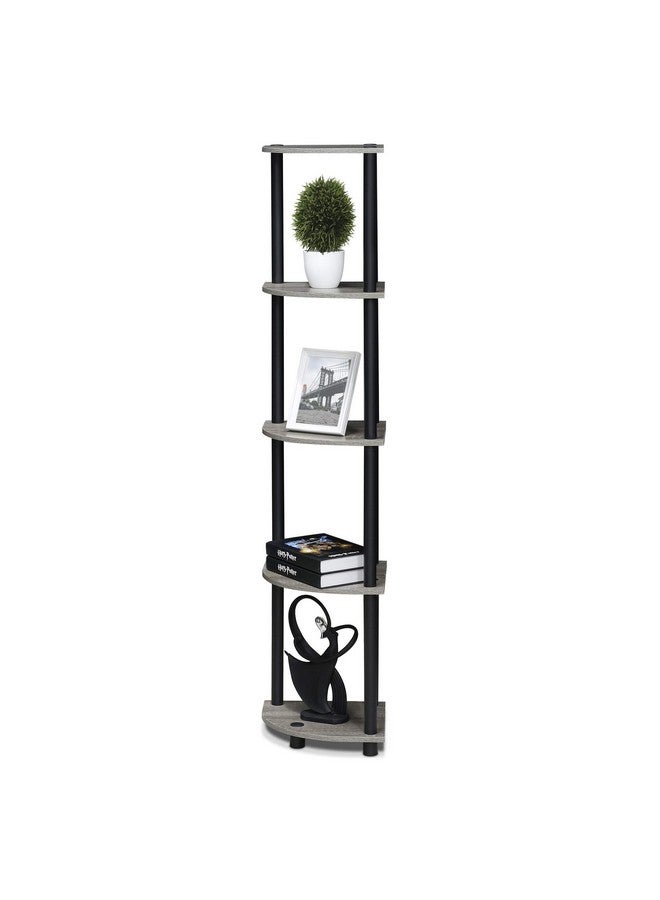 Furinno Furinno Turn-N-Tube 5 Tier Corner Display Rack Multipurpose Shelving Unit, 1-Pack, French Oak Grey/Black  - Image 4
