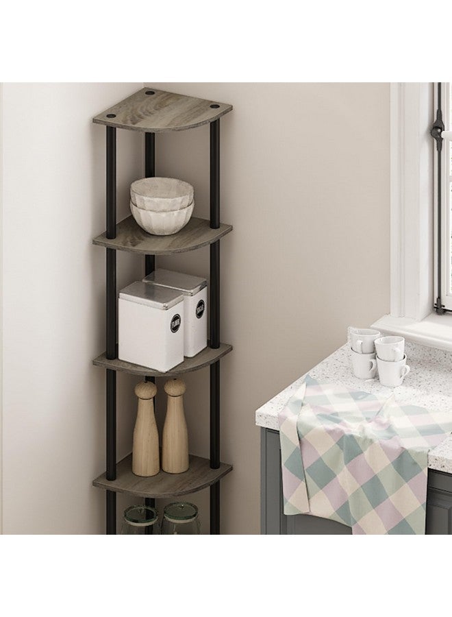 Furinno Furinno Turn-N-Tube 5 Tier Corner Display Rack Multipurpose Shelving Unit, 1-Pack, French Oak Grey/Black  - Image 2