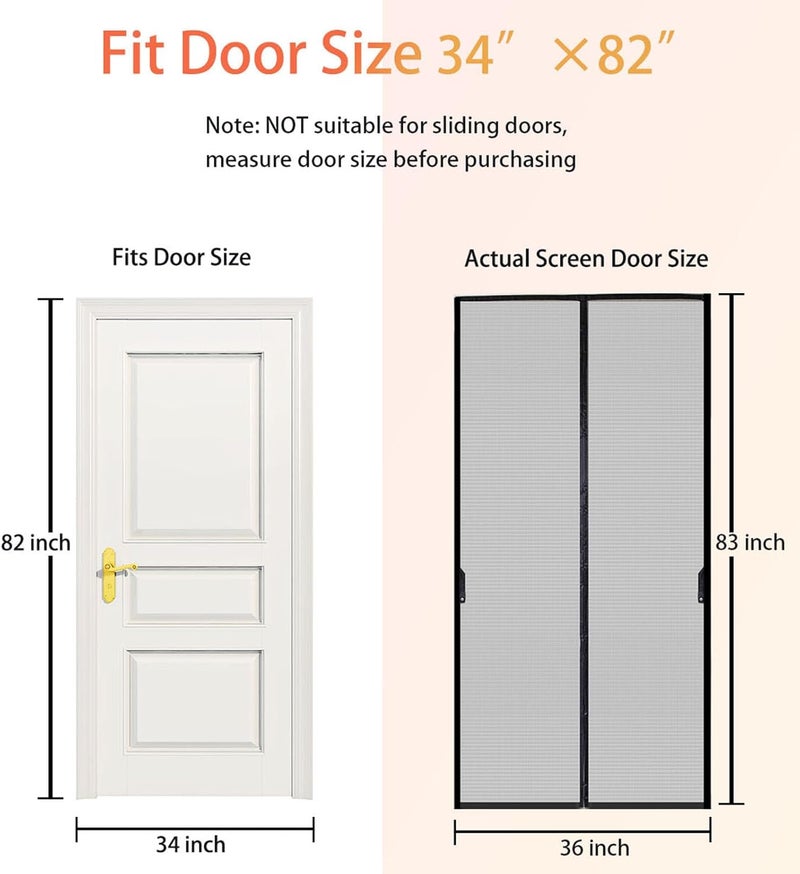 FEGO Magnetic Screen Door, Screen Itself Size 36"x83" Fits Door Size:34"x82", Enjoy Breeze, Hands Free Entry, Pets & Kids Friendly, Heavy Duty Screen Door Mesh w/36 Magnets for Patio/Front/Doorway - Image 4