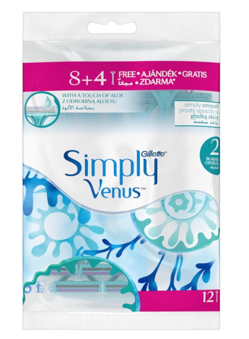 Venus Gillette Simply Venus Disposable Razor2 Blades - 12 Pieces - Image 1