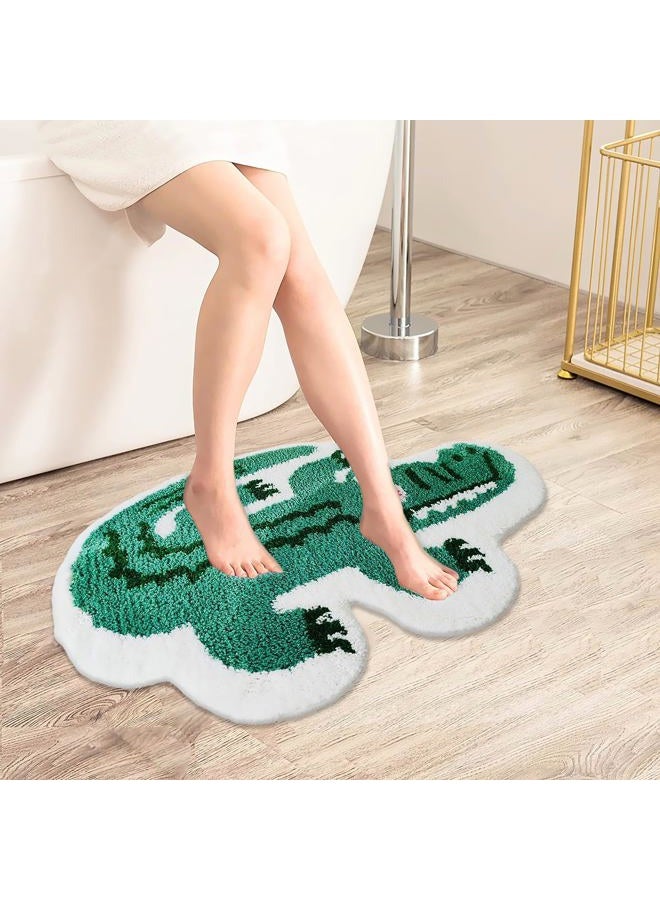 UKELER Cartoon Bath Rugs, Cute Crocodile Shape Kids Rug Shaggy Accent Bedroom Rugs Funny Home Decoration Indoor Rug Non-Slip Fluffy Bath Rugs for Bathroom, Kids Room, Bathtub, Sink, Entry Way 29''×20'' - Image 4