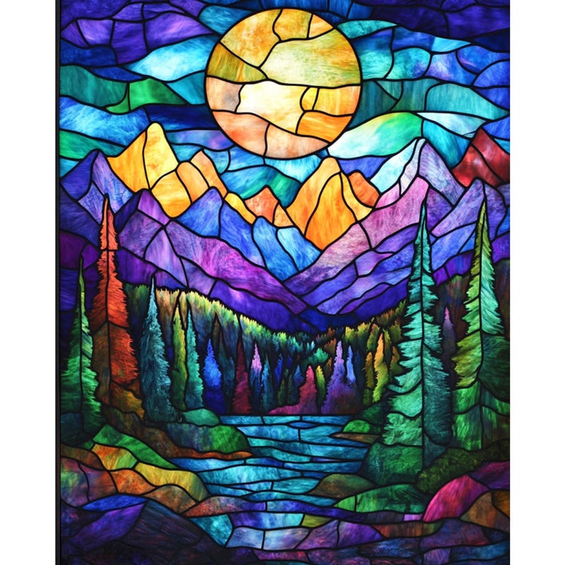 obterie Mountains Paint by Numbers Kit for Adults Beginner Sun Oil Painting Kit Adult Paint by Number Kits on Canvas DIY Painting for Beginners Art by Numbers for Gifts Home Wall Decor 16x20 Inch - Image 1