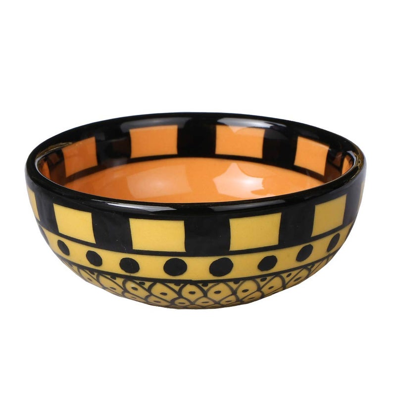 Caffeine Ceramic Handmade Orange and Yellow Dotted Katori Bowl Set of 4 - Image 3