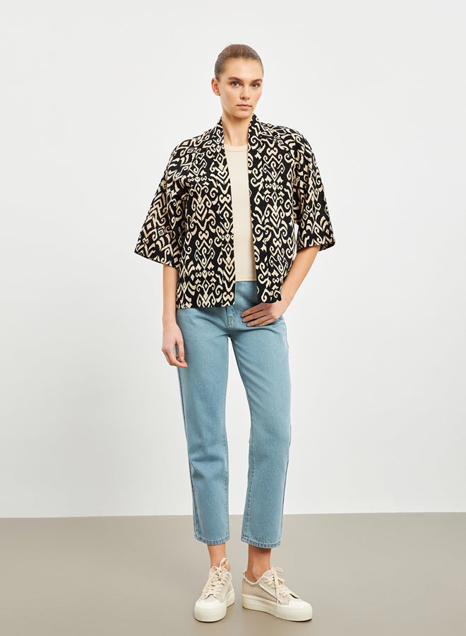 LC WAIKIKI Shawl Collar Oversize Linen Blend Women's Kimono - Image 2