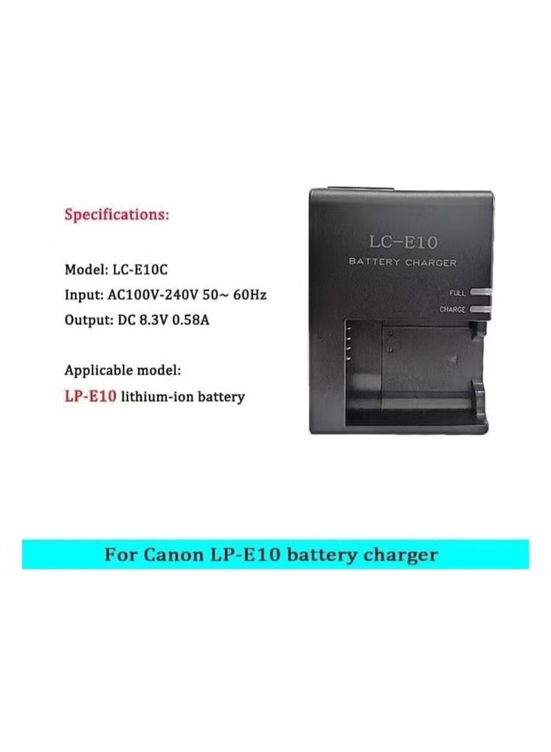 LC-E10 Battery Charger for Canon LC-E10 LC-E10C LC-E10E Batteries for Canon EOS Rebel T7 T6 T5 T3 T100 4000D 3000D 2000D 1500D 1300D 1200D 1100D Cameras Battery Quick Chargers,with Power Supply Cord. - Image 2