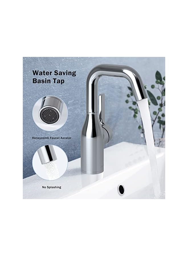 The Bros Bathroom Faucet, Single-Lever Basin Mixer Deck Mounted Lavatory Tap Basin Mixer Brass Bathroom Sink Fixtures, Chrome - Image 2