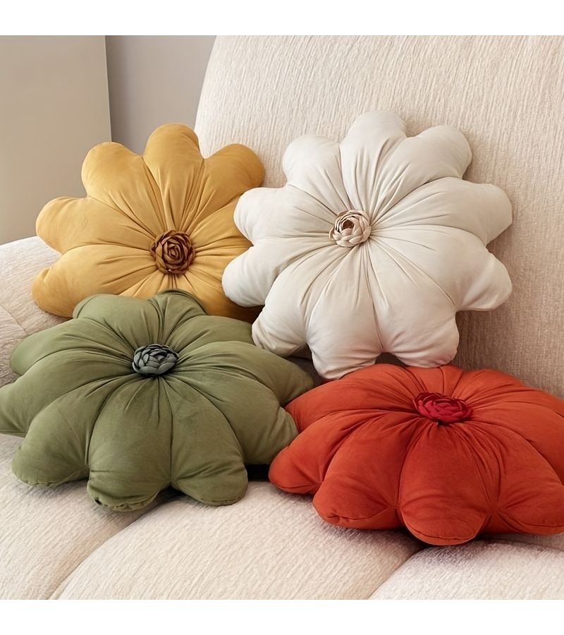 Upgraded Yellow 188 Floral Shape Throw Pillow Soft Lumbar Cushion for Sofa Bed Decoration - Image 1