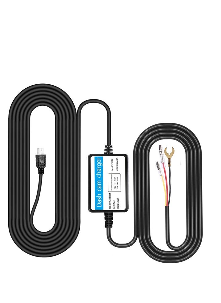 VKL - Dash Cam Hardwire Kit Mini USB Hard Wire Kit Fuse for Dashcam and 8 Fuse Tap Cable and Installation Tool 11.5ft 12V-30V to 5V/2A Mini-USB Port Charger Power Cord - Image 1