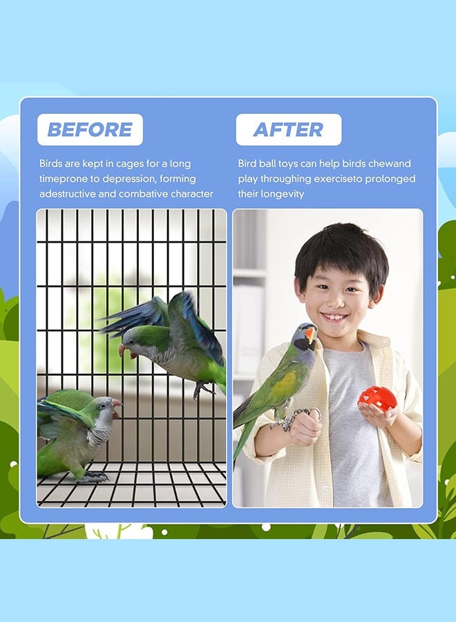 Bird Biting Ball Toys, Interactive Foraging Toy with Small Hole Chew Ball Bell,Training Hanging Rubber Ball-Colorful Pacifier, Funny Cage Accessories for Parakeets Parrots Budgie Conure - Image 3