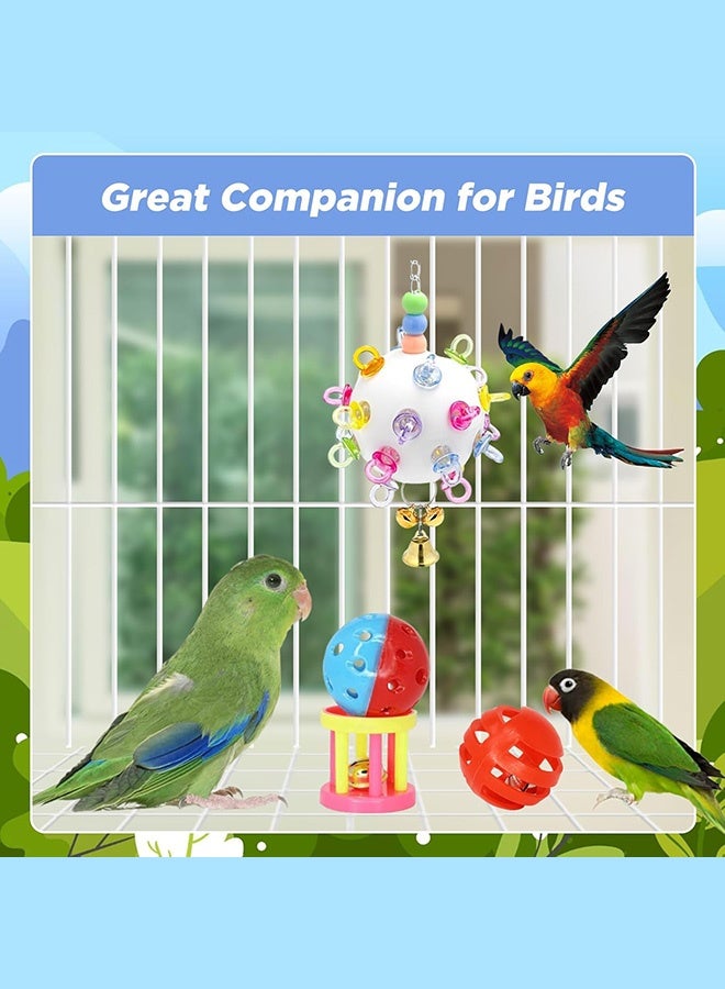 Bird Biting Ball Toys, Interactive Foraging Toy with Small Hole Chew Ball Bell,Training Hanging Rubber Ball-Colorful Pacifier, Funny Cage Accessories for Parakeets Parrots Budgie Conure - Image 5