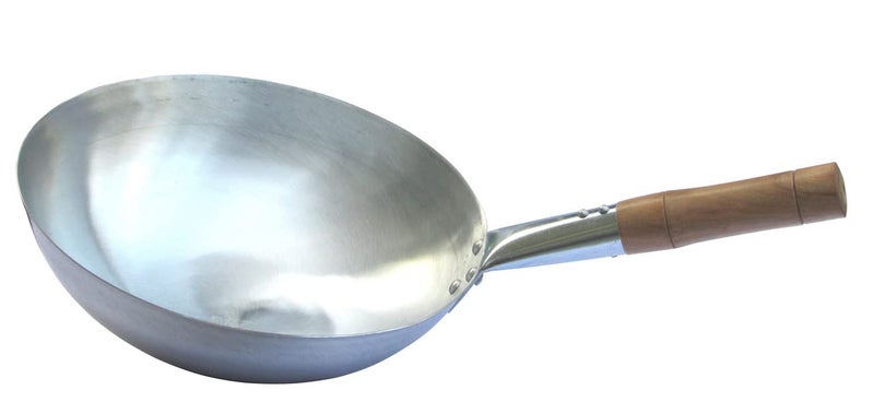 Olrada Traditional Carbon Steel Pow Wok with Wooden and Steel Handle-Parent (Iron Wok-13.5Inch) - Image 1