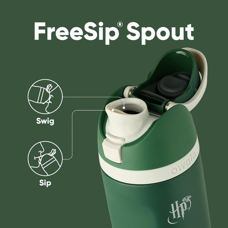 Owala Harry Potter FreeSip Insulated Stainless Steel Water Bottle with Straw, BPA-Free Sports Water Bottle, Great for Travel, 24 Oz, Slytherin - Image 2