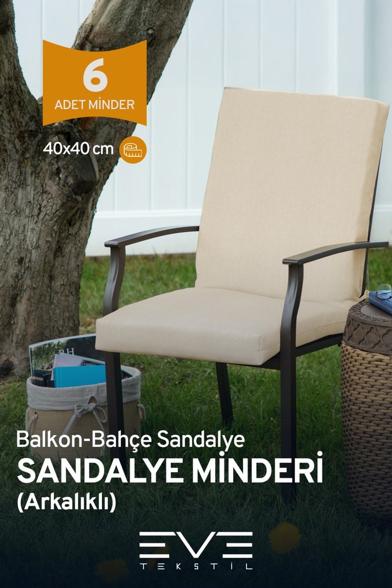 Garden - Living Room - Balcony Backrest Zippered Connectable Washable Chair Cushion 6 Pieces