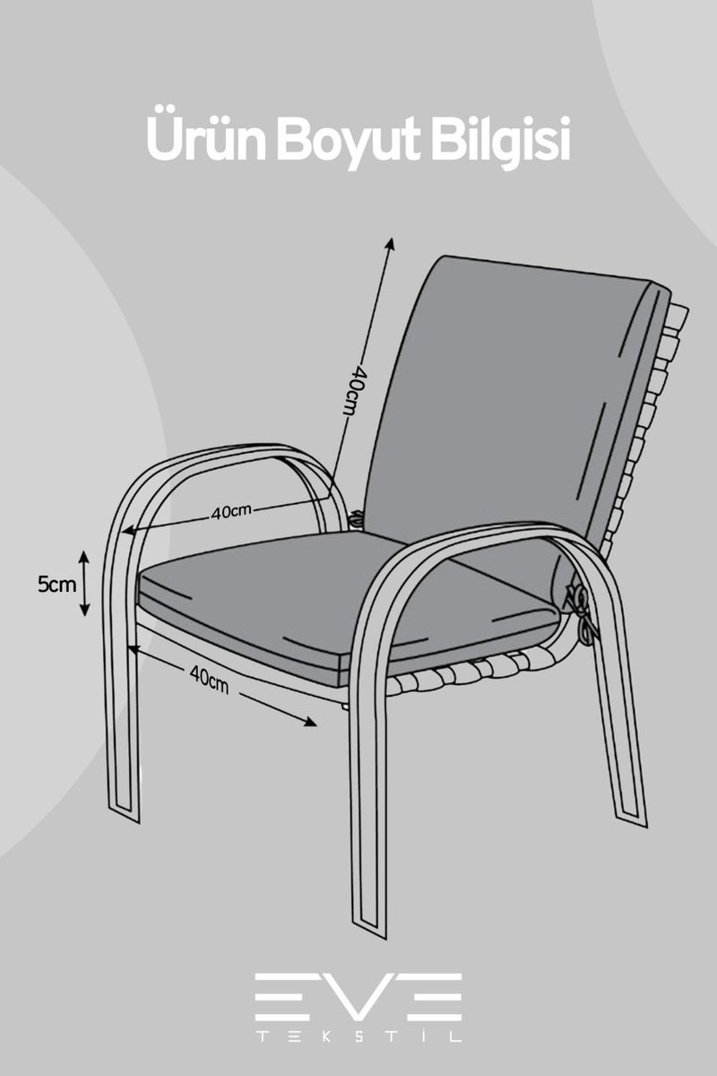 Garden - Living Room - Balcony Backrest Zippered Connectable Washable Chair Cushion 6 Pieces