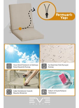 Eve Tekstil Garden - Living Room - Balcony Backrest Zippered Connectable Washable Chair Cushion 6 Pieces  - Image 4